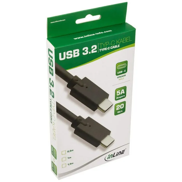 inline usb 3.2 gen.2 kabel, usb typ-c stecker/stecker, black - 1m 35701a - slika 3