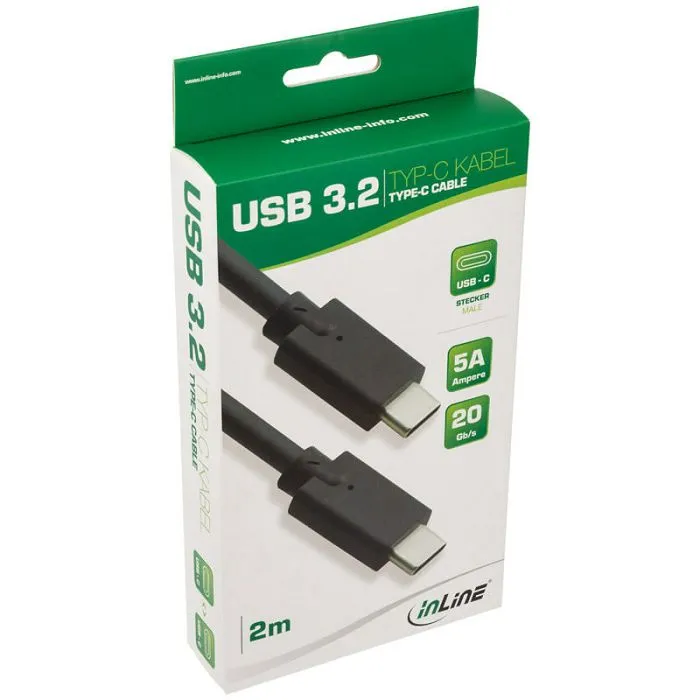 inline usb 3.2 gen.2 kabel, usb typ-c stecker/stecker, black - 2m 35702a - slika 3
