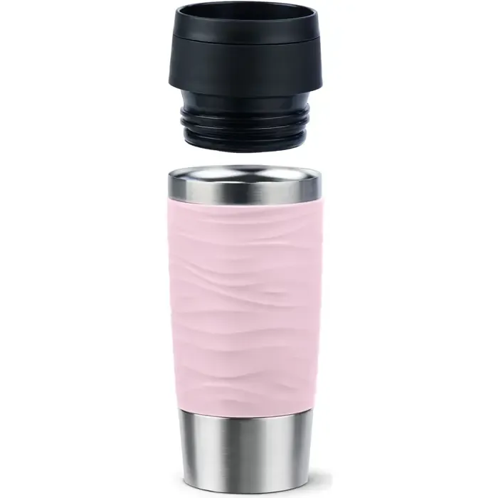 emsa travel mug waves thermal mug (light pink/stainless steel, 0.36 liters) - slika 2