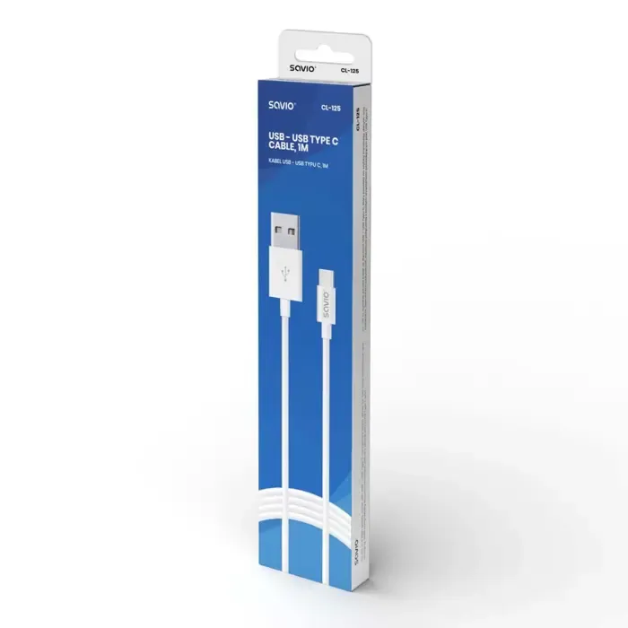 savio cl-125 usb cable usb 2.0 1 m usb a usb c white - slika 3