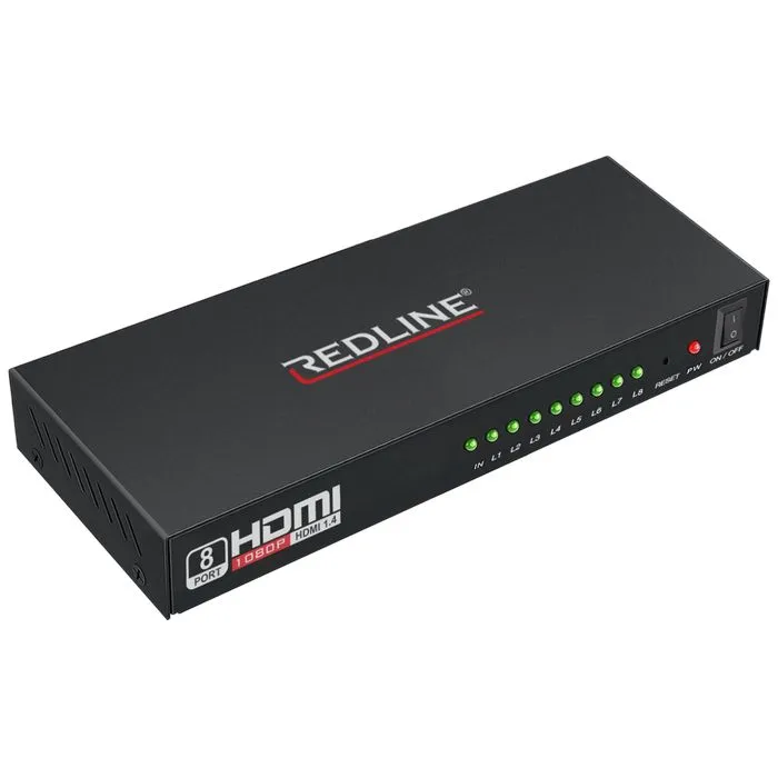 redline hdmi razdjelnik, 1 ulaz - 8 izlaza - hs-8000 - slika 1