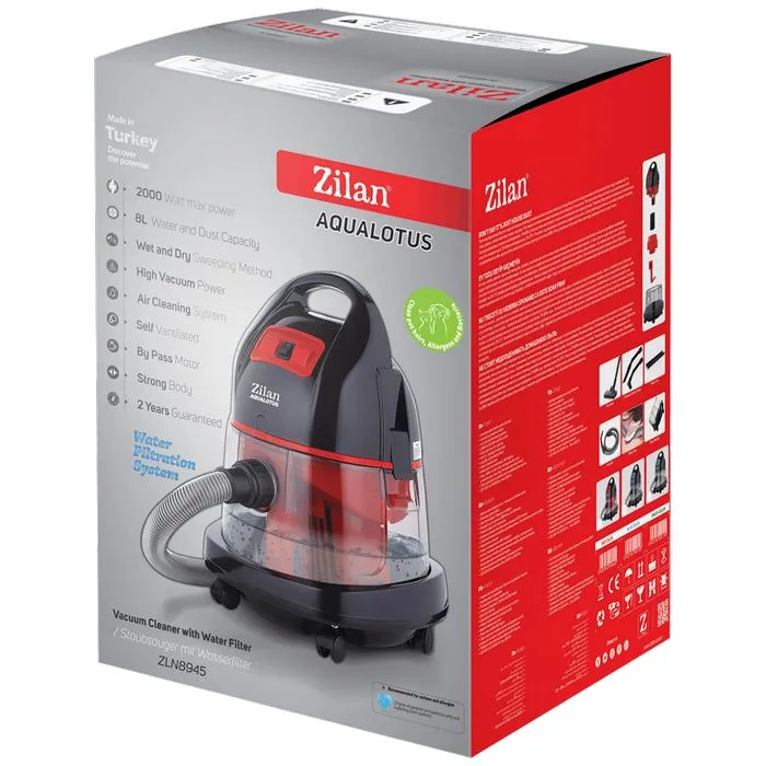 zilan usisavač za suho/mokro usisavanje, 1600 w, crvena - zln8945/rd - slika 3
