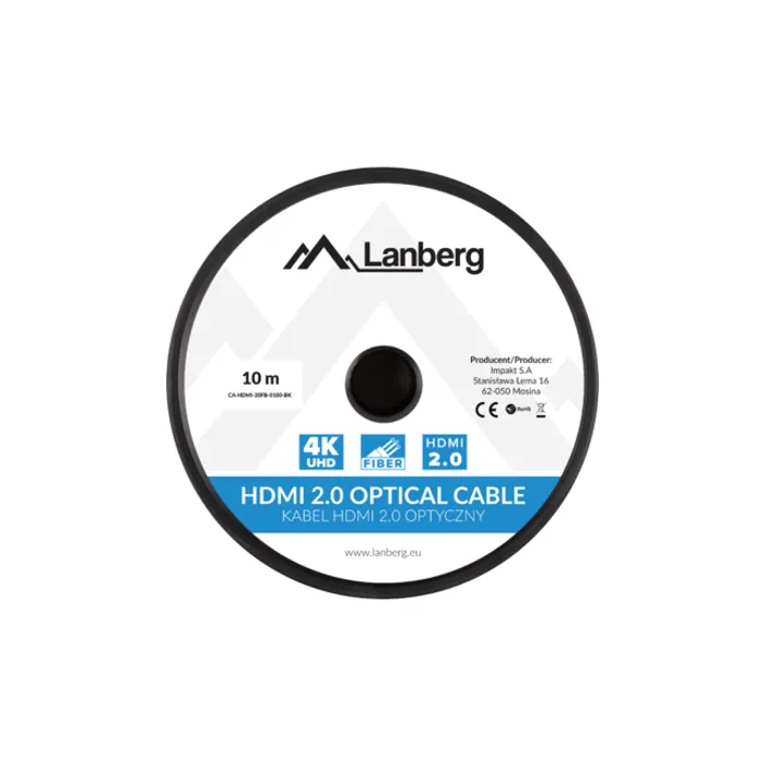 lanberg hdmi cable m/m v2.0 10m optical aoc black ca-hdmi-20fb-0100-bk - slika 4