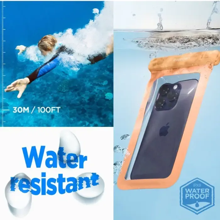 spigen a601 vodootporna torbica za telefon, apricot (acs06007) - slika 4