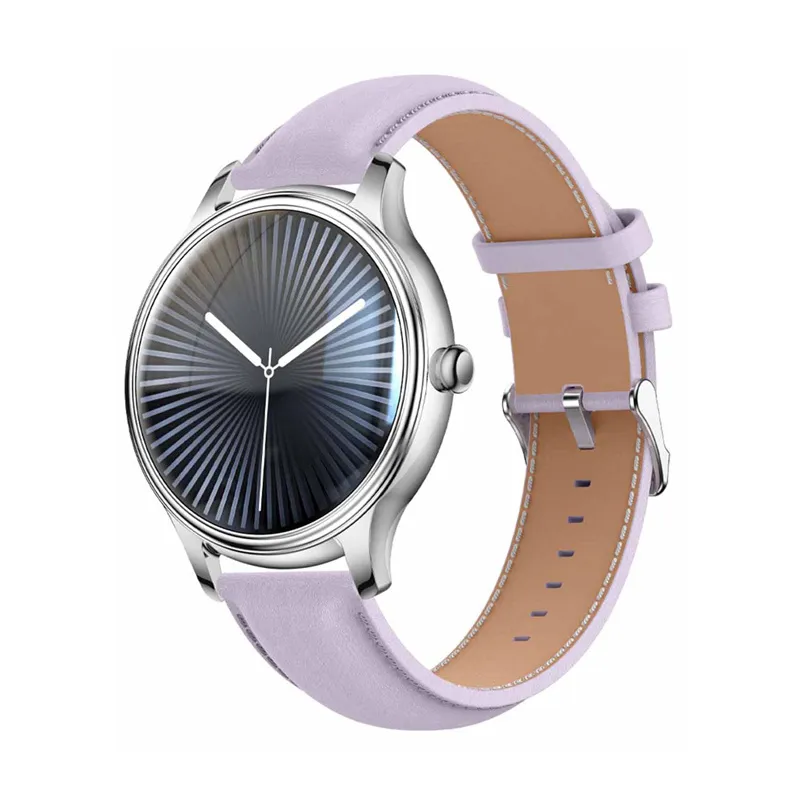 colmi l28 smart watch (silver-purple + purple leather strap) - slika 1