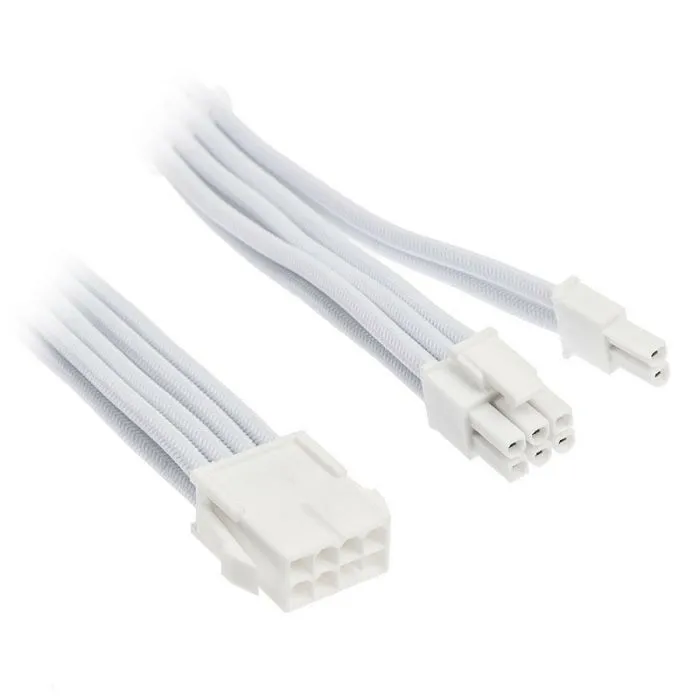 silverstone 8-pin-pcie auf 6+2-pin-pcie verlängerung, 250mm - white sst-pp07e-pci8w-v2 - slika 1