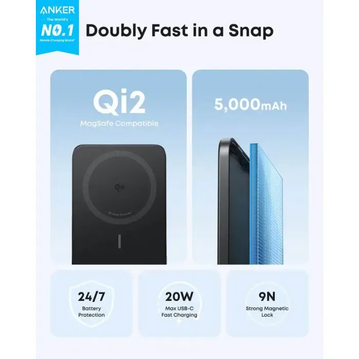 anker nano power bank 5000 mah slim, črn - slika 3