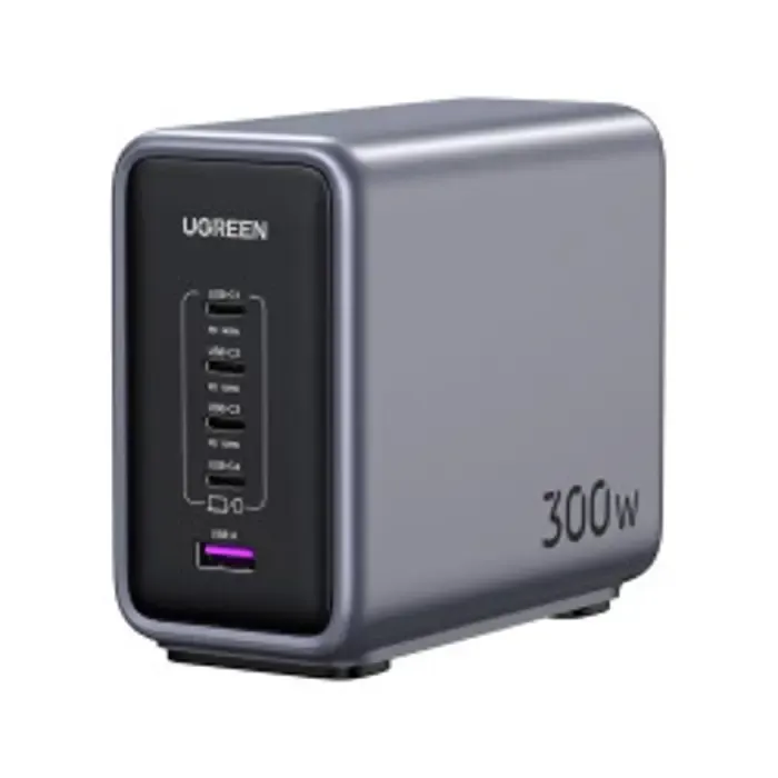 ugreen 300w nexode gan ii tech zidni punjač, 4xusb-c, 1xusb-a, pd, sivi - slika 1
