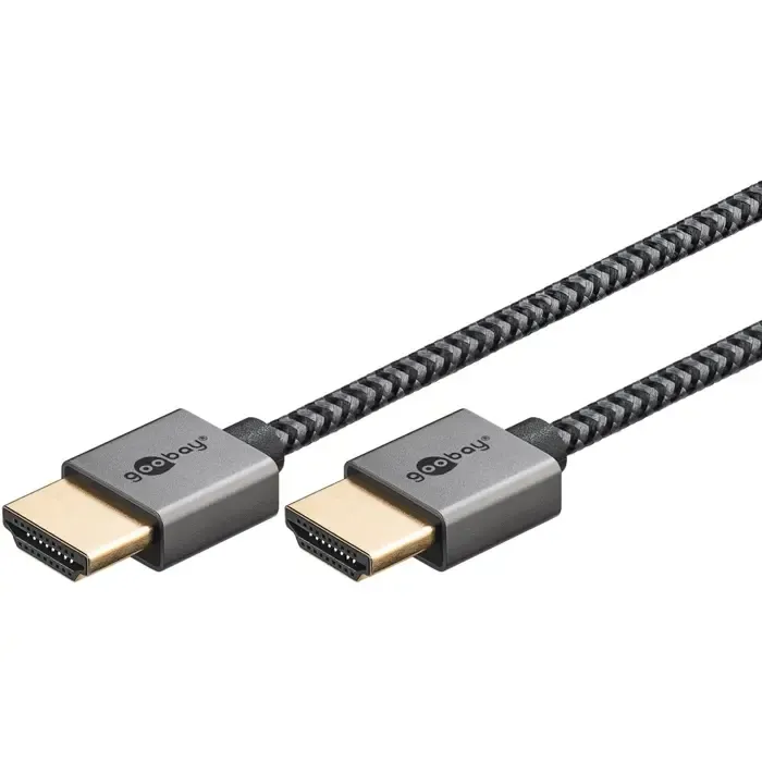 goobay plus slim high speed hdmi cable with ethernet, 8k @ 60hz (grey, 2 meters) - slika 2