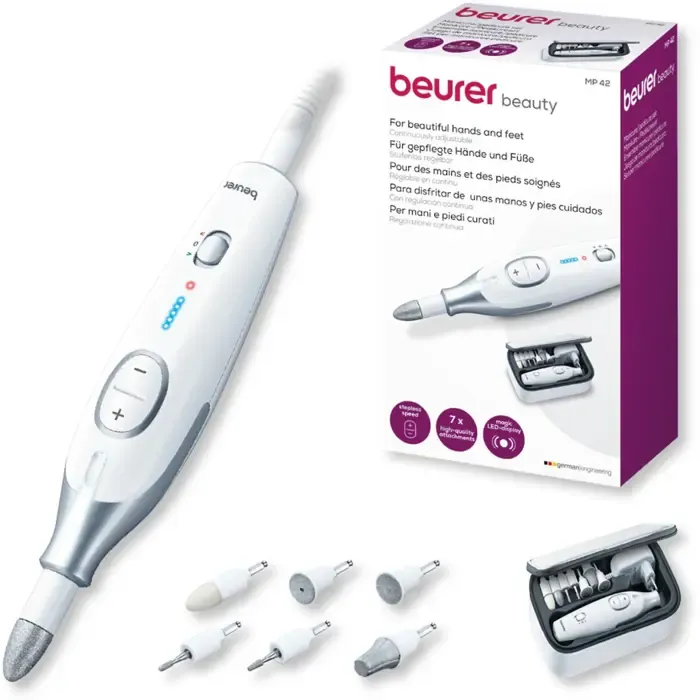 beurer mp 42 manicure / pedicure set - nail care - white / silver - slika 4