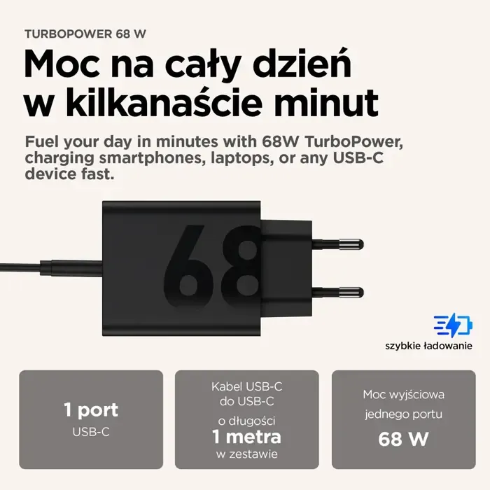 motorola turbopower 68w universal black ac fast charging indoor - slika 3