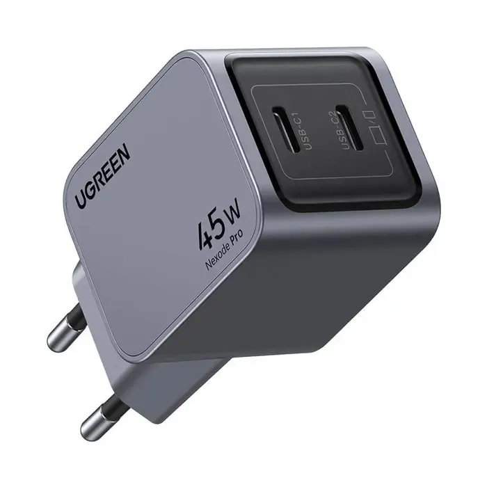 ugreen nexode pro, 45w, 2x usb-c, gan, sivi - slika 2