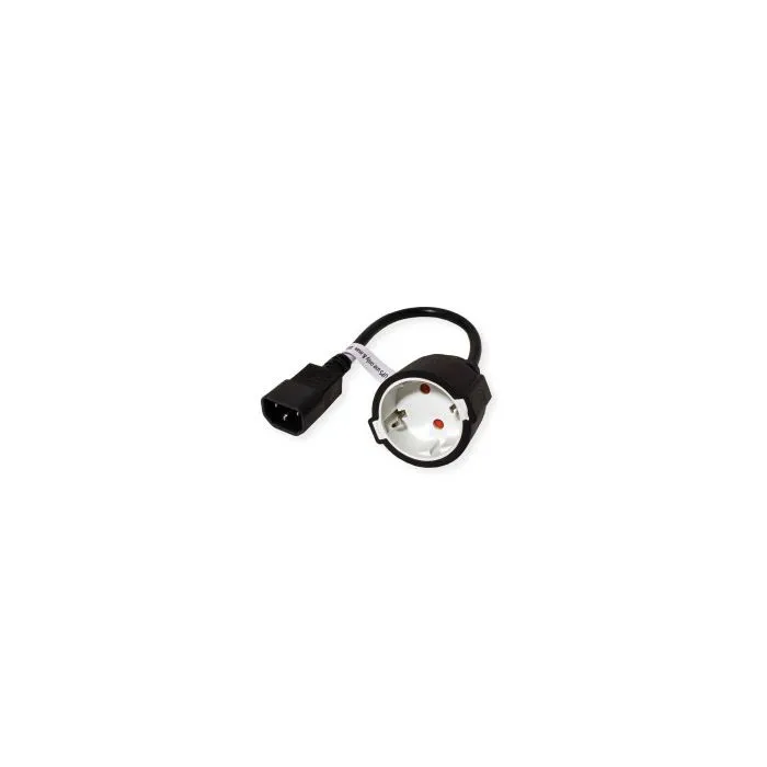 roline value naponski kabel, iec320 c14-cee 7/7, m/f, 0.3m, crni - slika 2