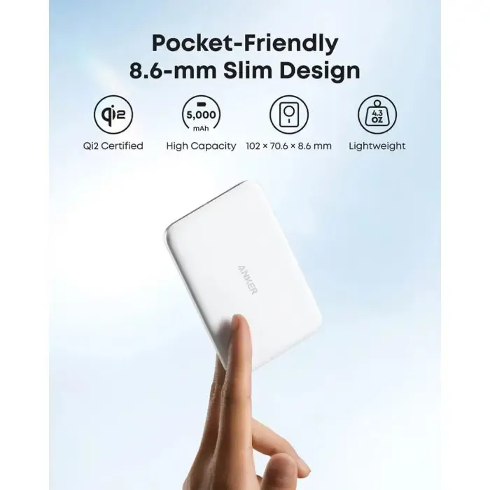 anker nano powerbank slim 5000 mah, bel - slika 4