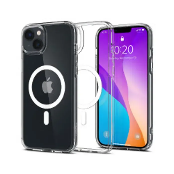 spigen crystal hybrid magsafe, zaštitna maska za telefon, prozirno-bijela - iphone 14 plus (acs04656) - slika 1