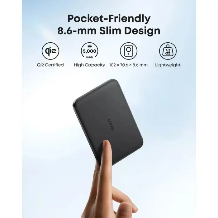 anker nano power bank 5000 mah slim, črn - slika 4