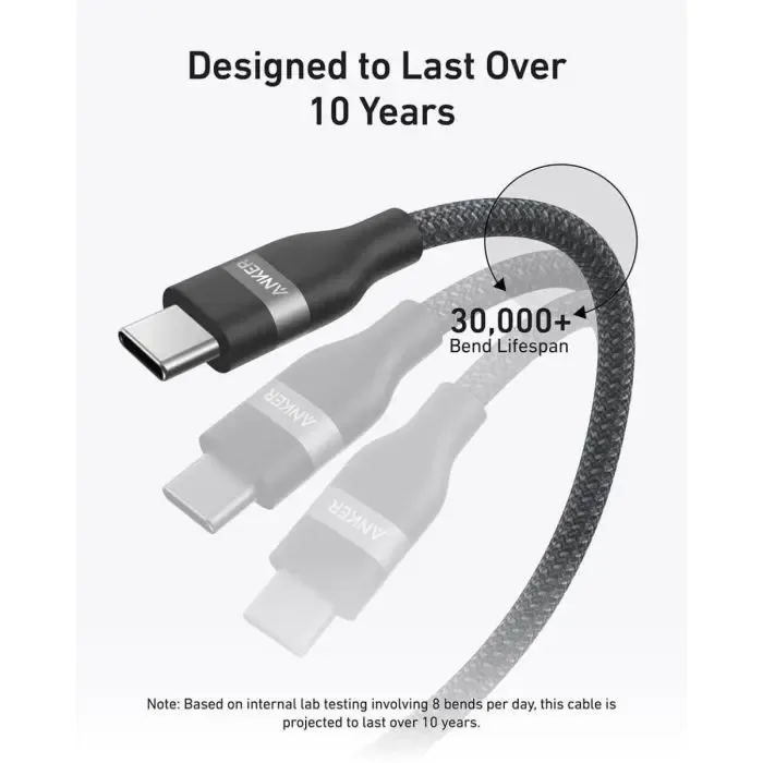 anker pleteni usb-c na usb-c kabel 240 w, 0,9m, črn - slika 5
