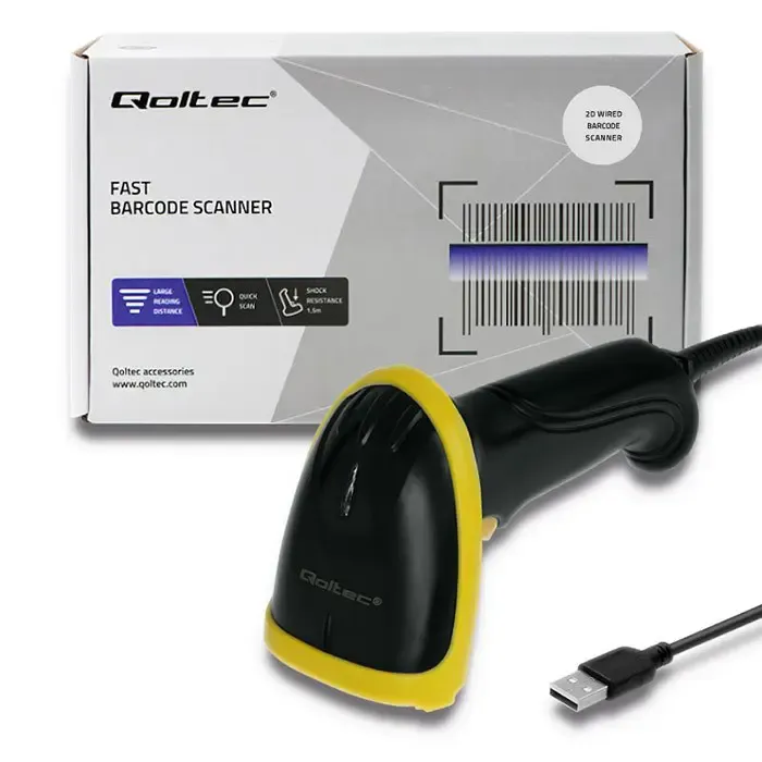 qoltec 50867 laser reader 1d | 2d | usb | black - slika 2