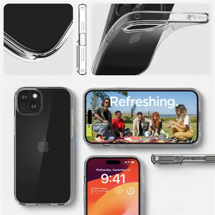 spigen liquid crystal, zaštitna maska za telefon, prozirna - iphone 15 plus (acs06647) - slika 2
