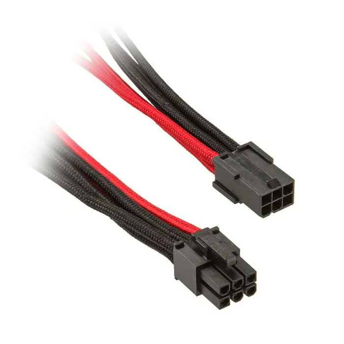 silverstone 6-pin-pcie zu 6-pin-pcie kabel 250mm - black/rot sst-pp07-ide6br - slika 1