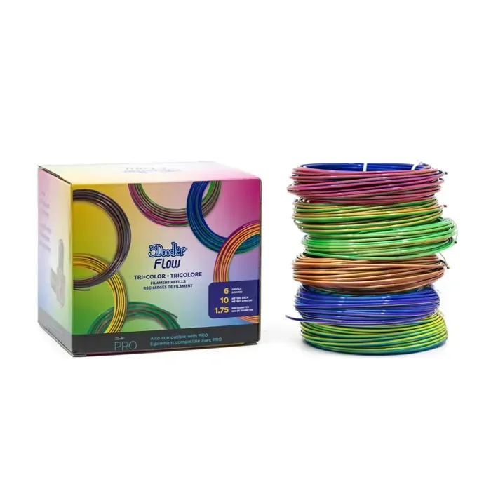 3doodler flow-trifills 3d printing material polylactic acid (pla) black, blue, copper, gold, green, purple, red 260 g - slika 2