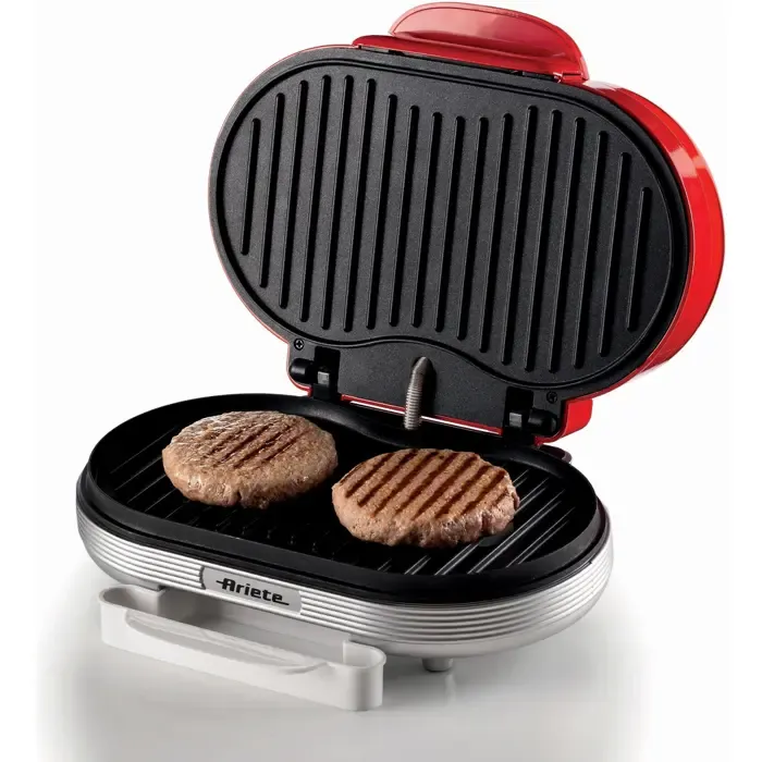 ariete hamburger grill party time, electric grill plate (red/white, 1,200 watt, 50's style) - slika 3