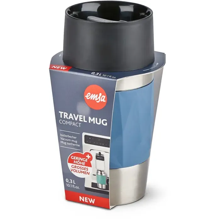 emsa travel mug compact thermal mug (blue/stainless steel, 0.3 liters, screw cap) - slika 3