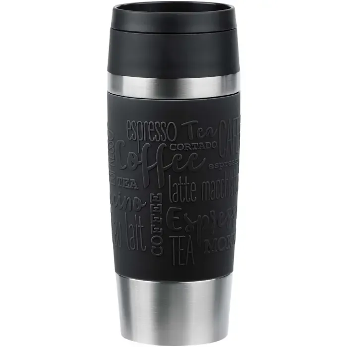 emsa travel mug classic thermo mug (black/stainless steel, 0.36 liters) - slika 1