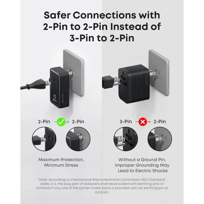 anker nano travel adapter 5-in-1, 20w, black - slika 5