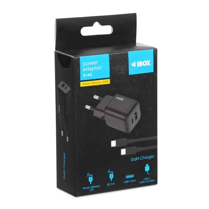 ibox c-42 gan pd33w wall charger, black - slika 5
