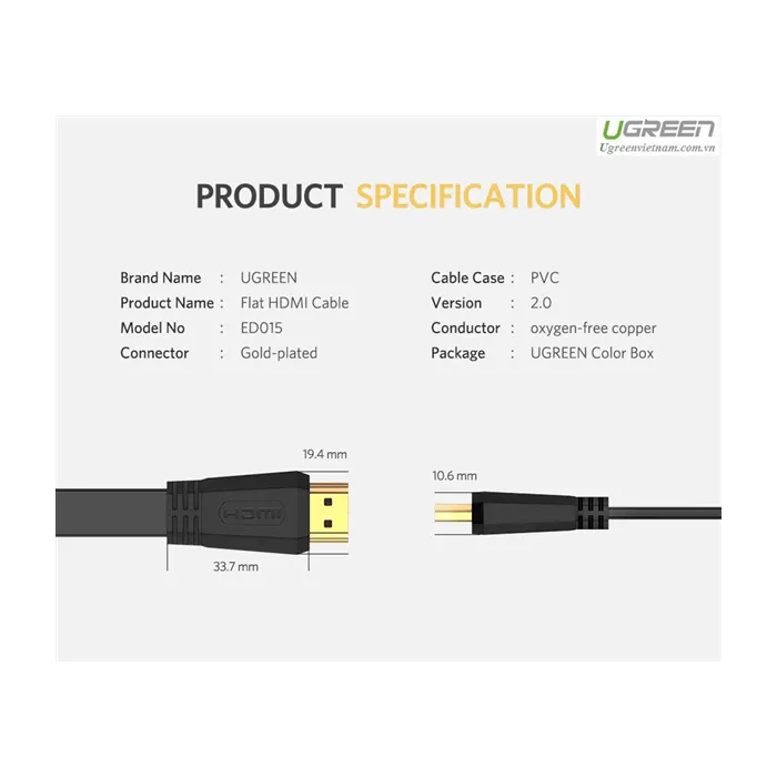 ugreen hdmi 2.0 flat cable 3m - box - slika 4