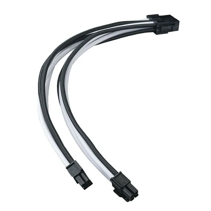 silverstone eps 8-pin zu eps/atx 4+4-pin kabel, 300mm - black/white sst-pp07e-eps8bw - slika 1