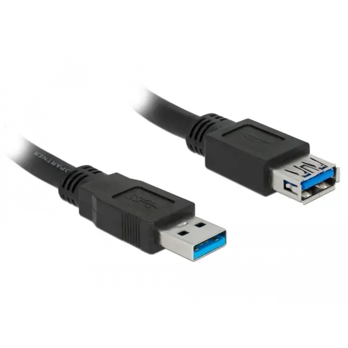 delock usb 3.2 gen 1 extension cable, usb-a male > usb-a female (black, 5 meters, superspeed) - slika 2