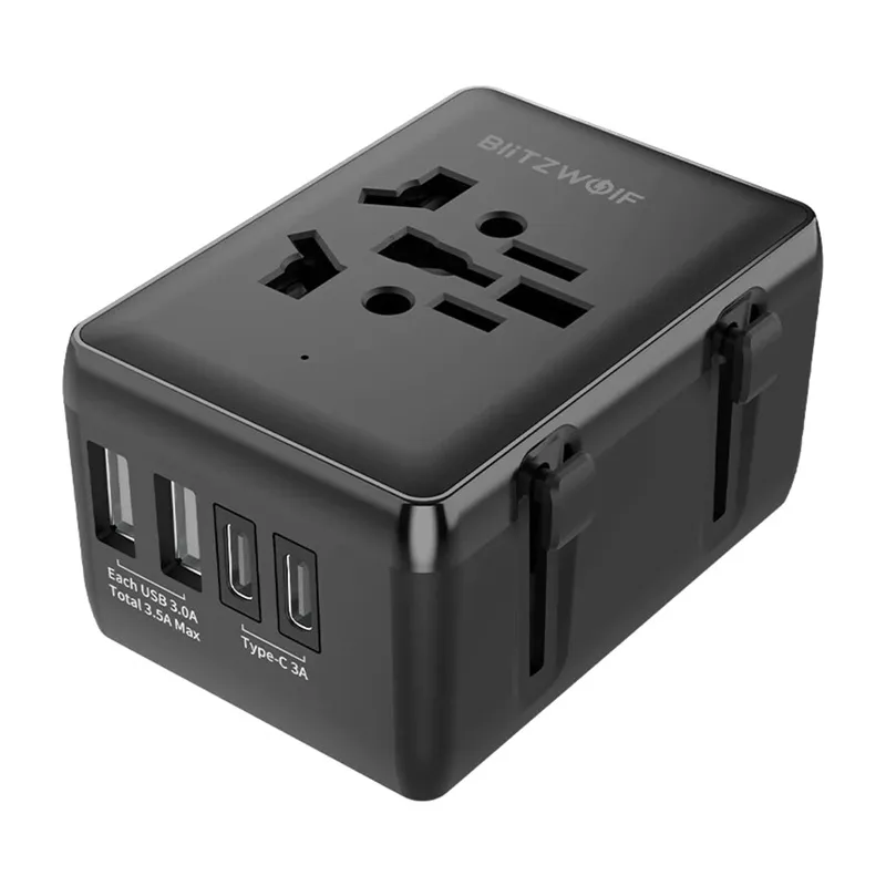 blitzwolf bw-ta1 4-in-1 travel adapter 2xusb + c + pd 20w - slika 2