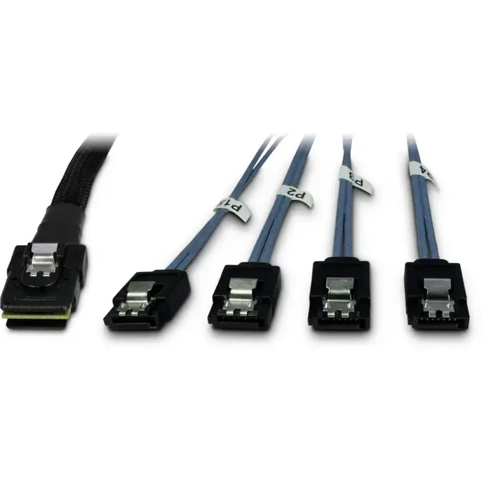 inter-tech cable sff-8087 > 4x s-ata crossed (black, 1 meter (partially sheathed)) - slika 1