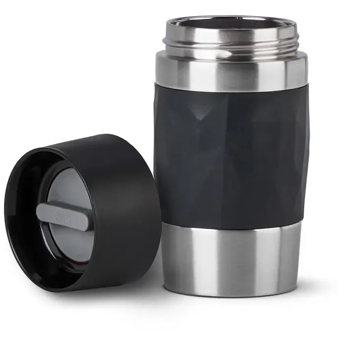 emsa travel mug compact thermal mug (black/stainless steel, 0.3 liters, screw cap) - slika 2