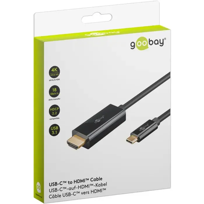 goobay usb adapter cable, usb-c plug > hdmi plug, 4k / 60hz (black, 1 meter) - slika 3