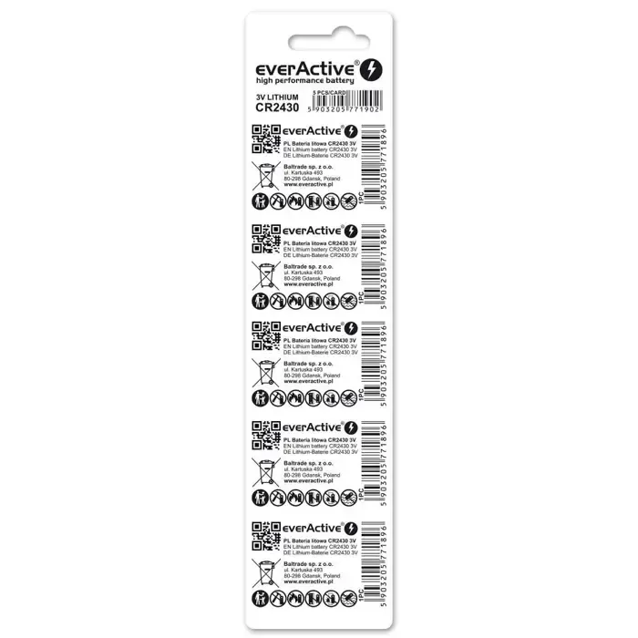 lithium battery mini everactive cr2430 5 pcs. - slika 2