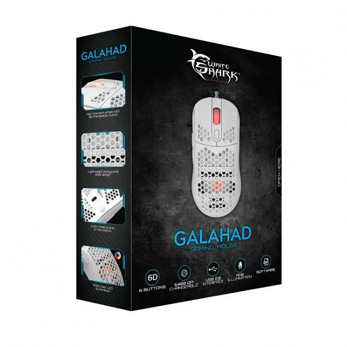 WHITE SHARK RGB gaming miš GALAHAD bijeli 6400dpi - Strmec, Sveta Nedelja