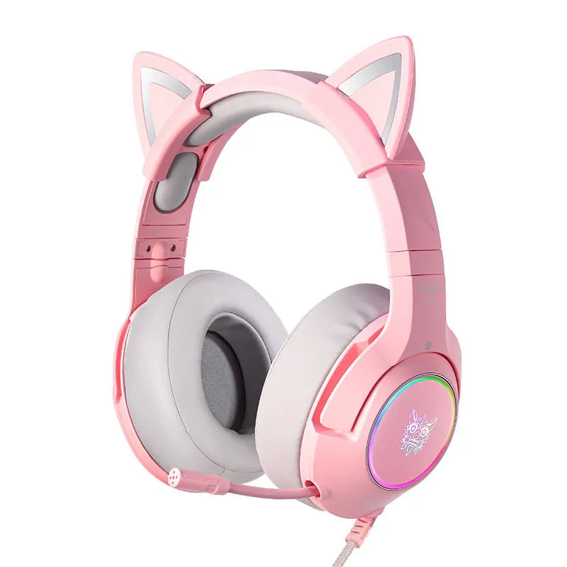 onikuma k9 pink rgb gaming headphones - slika 1