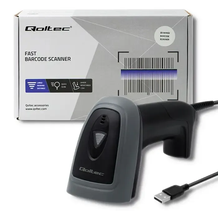 qoltec 50863 wired qr & barcode scanner | usb - slika 4