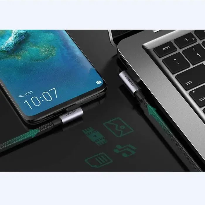 ugreen usb-c (m) na usb 2.0 a (m), 3a, kutni 90°, crni, 2m - slika 4