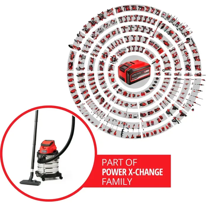 einhell wet / dry vacuum cleaner tc-vc 18/20 - 2347130 li s-solo - slika 2