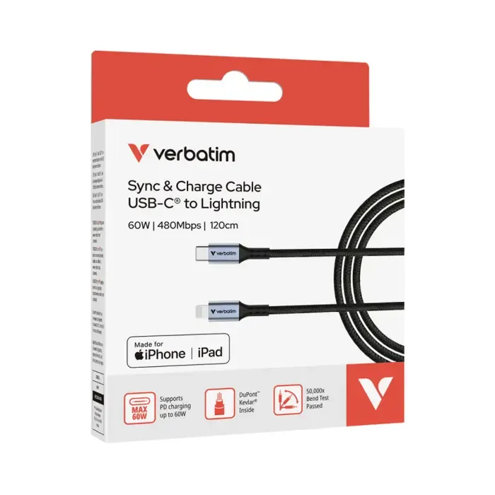 verbatim sync & charge kabel usb-c na lightning 120 cm - slika 5