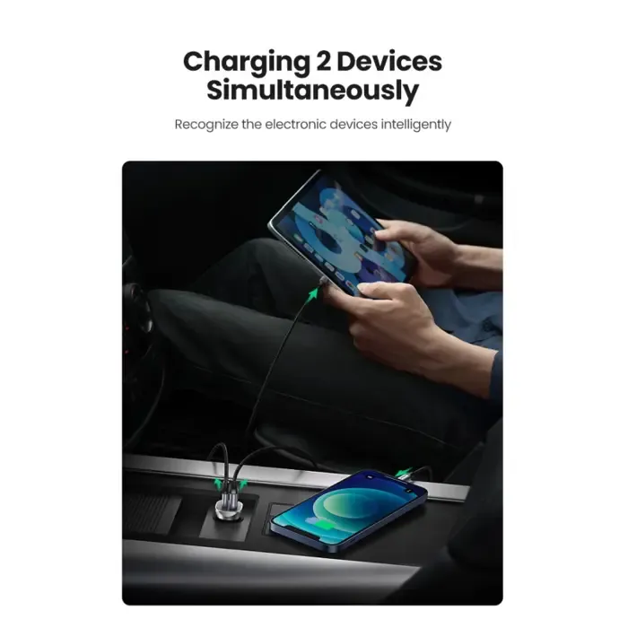ugreen auto punjač, 30w, usb-c pd+usb-a, sivi - slika 4
