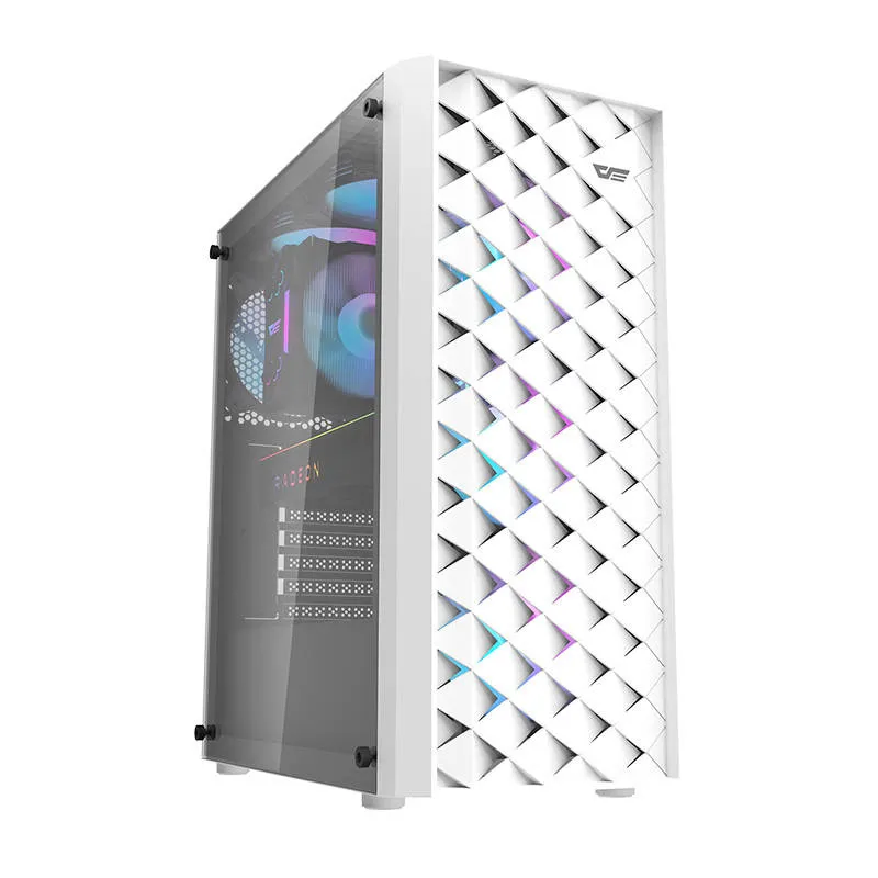 darkflash dk351 computer case (white) + 4 rgb fans - slika 1