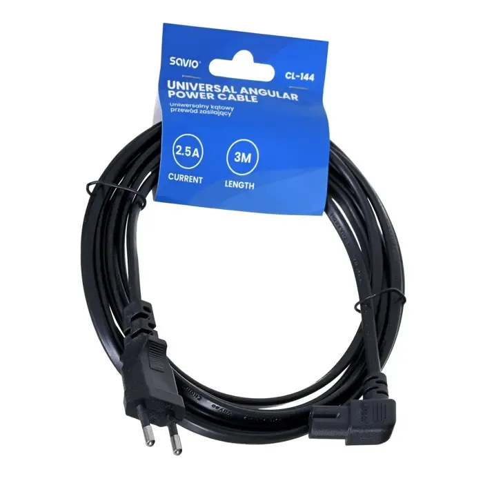 savio cl-144 power cable black 3 m angled - slika 3