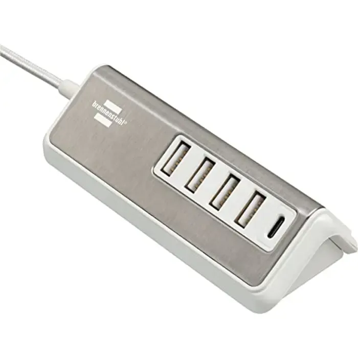brennenstuhl estilo usb multi-charger (white/stainless steel, 5x usb, pd 20 watt) - slika 1