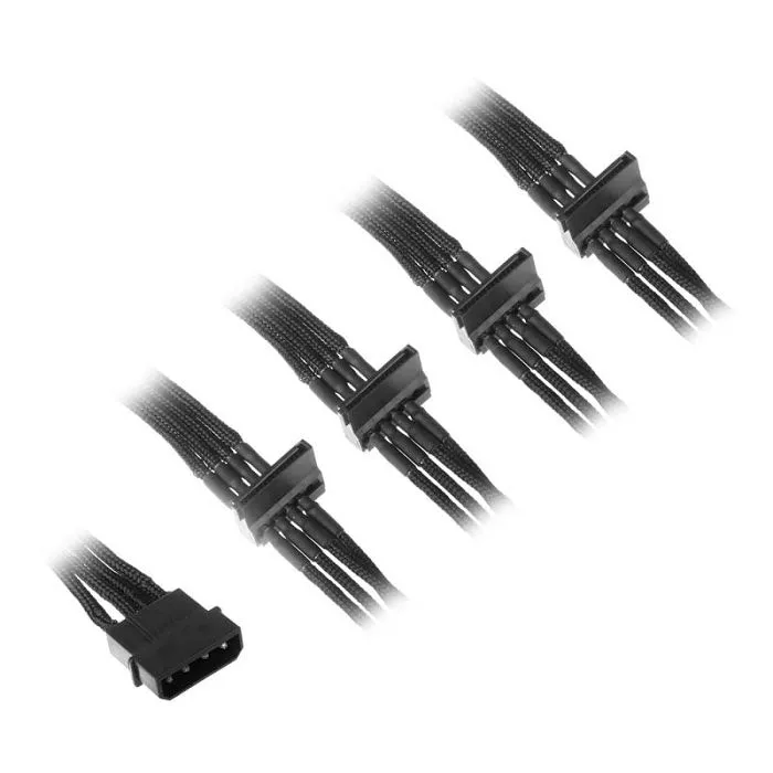 silverstone 4-pol-molex auf 4x sata verlängerung - 300mm black sst-pp07-btsb - slika 1
