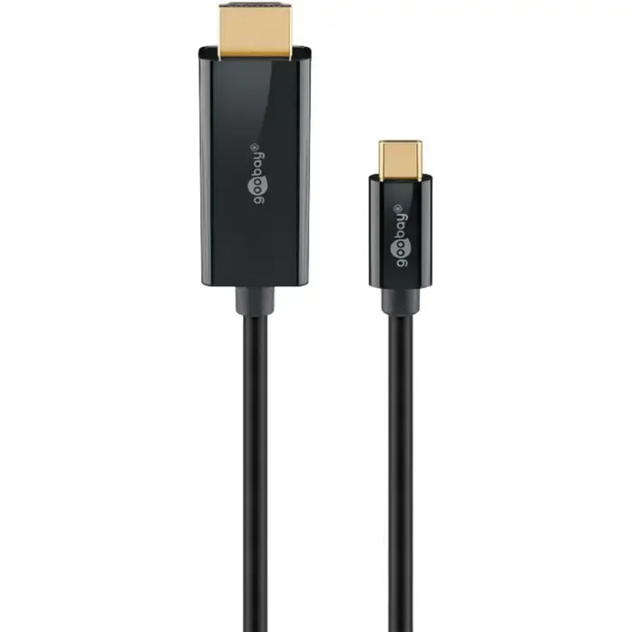 goobay usb adapter cable, usb-c plug > hdmi plug, 4k / 60hz (black, 1 meter) - slika 1